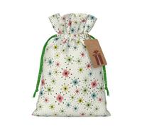 Atomic Stars Retro Pattern Printed Drawstring Gift Bags With Tags,Reusable Favor Pouches