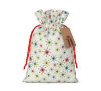 Atomic Stars Retro Pattern Printed Drawstring Gift Bags With Tags,Reusable Favor Pouches
