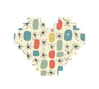 Atomic Stars Retro Pattern Printed Jigsaw Puzzle 10.8x12.8 CM, Heart-Shaped Puzzle Challenging Game for Adults, Fun Decorative Wall Decor