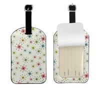 Atomic Stars Retro Pattern Printed Leather Luggage Tag, Durable Baggage Identifier, Soft PU ID Label, for Business Travel