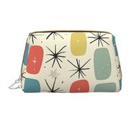 Atomic Stars Retro Pattern Printed Makeup Bag for Women Portable Leather Make up Bag Travel Zipper Cosmetic Bags Organizer