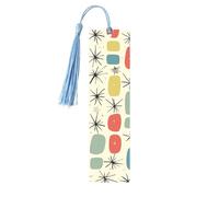 Atomic Stars Retro Pattern Printed Metal Bookmarks S - Sky Blue Lightweight Aluminium Book Marker for Books, Journals & Gifts, Ideal Book Lovers, Holiday Decor & Crafts