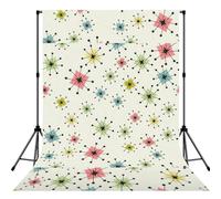 Atomic Stars Retro Pattern Printed Photography Backdrop, Wrinkle Resistant Polyester Cloth, Portrait Studio Video Drapes