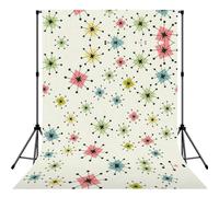Atomic Stars Retro Pattern Printed Photography Drape, Foldable Polyester Background, Easy Hang Rod Pocket Studio Prop