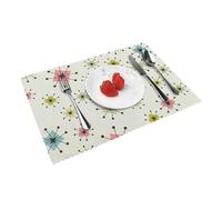 Atomic Stars Retro Pattern Printed Placemats Set of 4, Non-Slip Heat Insulating Washable Table Mats for Kitchen Dinning Gifts, Easy Clean, 45x30 CM