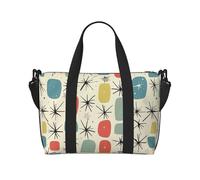 Atomic Stars Retro Pattern Printed Travel Bag Duffle Bag for Men Women, Large Water Resistant Gym Bag Weekend Holdall Bag with Shoulder Strap