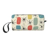 Atomic Stars Retro Pattern Printed Travel Makeup Bag Portable Cosmetic Bag Makeup Case Toiletry Handbag Organiser for Women