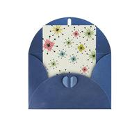 Atomic Stars Retro Pattern Printing Holiday Love Buckle Pearl Paper Envelopes Greeting Vertical Thinking Of You Cards 6 X 4 Inch
