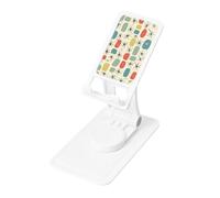 Atomic Stars Retro Pattern Prints Rotating Cell Phone Stand with 360° Swivel Base - Foldable Square Desk Phone Holder for iPhone 16 15 14 13 12 11,All Phones,White