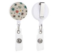 Atomic Stars Retro Pattern Retractable Badge Reel - Personalized ID Name Badge Holder with Lanyard Cute Badges Reel Holder Round Nurse Doctor Name Tag Badges Clip for Work