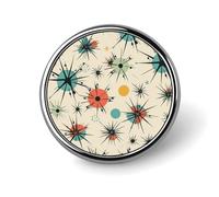 Atomic Stars Retro Pattern Round Badge Cute Enamel Lapel Pin Brooches Button Pin Personalized Clothing Decoration Unisex Badge Holder Hats Bags Shirts Decor