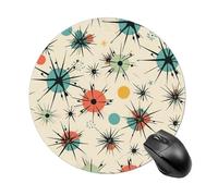 Atomic Stars Retro Pattern Round Mouse Pad Smooth Glide Gaming Mousepad Extra Density Portable Comfortable Mouse Mat for Desk, Home, Office 7.8x7.8 Inches
