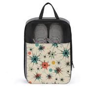 Atomic Stars Retro Pattern Shoe Bags with Zipper, Portable Shoe Organizer with Handle, Personalized Shoes Tote Bag for Travel, Waterproof Shoes Carrier, Storage Pouch