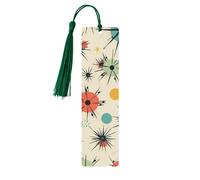 Atomic Stars Retro Pattern Wood Bookmark for Book Lovers Birthday Teachers Gift, Handmade Craft Book Marks Ornaments with Tassel Exquisite Reading Page Markers for Men Women