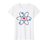Atomic Symbol Molecule with Heart STEM Teachers Scientists Value Graphic T-Shirt, Women, White, XL
