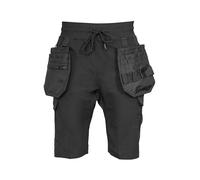 Atomic Workwear Men’s Slim Fit Stretch Work Shorts | Holster Pockets | Elasticated Waist | Zip Pockets | Tradesmen Work Shorts (UK, Alpha, L, Slim, Regular, Black, Including Holster Pockets)