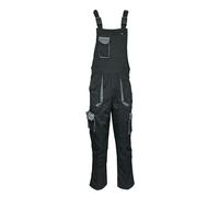 Atomic Workwear Men's Polycotton Bib Brace Overalls with Reinforced Knees, 10 Pockets, Adjustable Braces, Elasticated Waist, Twill Weave Fabric, Black, XL