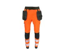 Atomic Workwear Slim Fit Stretch Hi-Vis Work Trouser | Heavy Duty Flexible Work Jogger with Knee Pad Pockets | Optional Holster Pockets (UK, Alpha, XL, Slim, Regular, Orange)