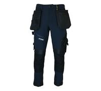Atomic Workwear Slim Fit Stretch Work Trousers with Knee Pad Compatibility, Reinforced Stress Points, Multiple Pockets, Moisture Protection, (Navy, W30, L31)