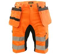 Atomic Workwear Slim Fit Two-Tone Stretch Hi-Vis Work Shorts with Removable Holster Pockets | Modern Slim Fit | Durable, Hi-Vis Shorts (UK, Waist, 30, Slim, Regular, Orange/Black)