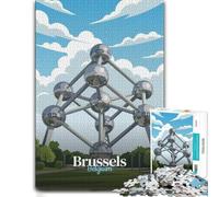 Atomium Brussels Belgium Travel Poster Jigsaw Puzzle, 1000 Pieces | Adult Puzzle: tabletop activity for adults on weekends.