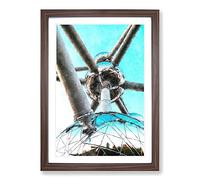 Atomium in Brussels Vol.2 Painting Framed Print | A2 Walnut Framed Wall Art | Ready to Hang | Modern Historical Picture | Living Room Bedroom Lounge Office