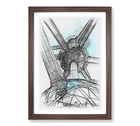 Atomium in Brussels Vol.2 Sketch Framed Print | A2 Walnut Framed Wall Art | Ready to Hang | Modern Nature Picture | Living Room Bedroom Lounge Office