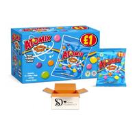 Atomix Rainbow Drops Fruit Flavour Chews 12 x 100g - Bulk Vegan Chewy Sweets with Crispy Candy Shell & Soft Chewy Centre - Mixed Assorted Fruit Candy Sharing Bags