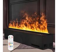 Atomized Fireplace, 3D Water Vapor Electric Fireplace with 9 Color Realistic Flame, Automatic Water Refill, Remote Control, Stainless Steel Panel, 100cm, No Heat