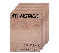 ATOMSTACK 20pcs A4 Size Brazilian Rosewood Laser Cut Plywood 1/8" Thick 300x200mm Natural Grain CNC Cut Paintable DIY Crafts