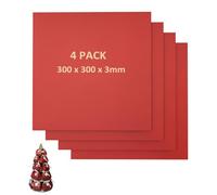 ATOMSTACK 4Pcs Plywood Sheets, 300 x 300 x 3mm Colored Basswood Sheets Board for DIY Woodcraft Model, Crafts, Painting, Engraving, Cutting, Stenciling, Home Decor (Red)