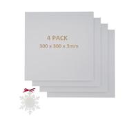 ATOMSTACK 4Pcs Plywood Sheets, 300 x 300 x 3mm Colored Basswood Sheets Board for DIY Woodcraft Model, Crafts, Painting, Engraving, Cutting, Stenciling, Home Decor (White)