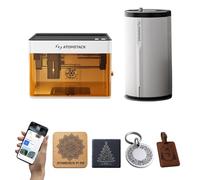 Atomstack P1 Mini Engraving Machine with D3 Air Purifier, Portable Desktop Engraver Cutter CoreXY Dual Motor 5W Blue Diode, Free Atomstack App with Built-in Design Library, 110x110mm Engraving Area