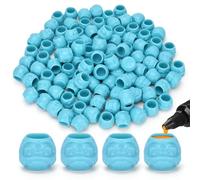 ATOMUS 100pcs Disposable Tattoo Ink Cups - Pigment Caps for Holding Tattoo Ink - Blue, Water Resistant, Adult