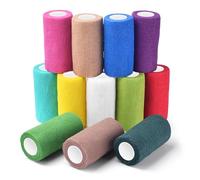 ATOMUS 12 Rolls Self Adhesive Bandage Wrap 4 Inch x 5 Yards Athletics Sports Elastic Cohesive Tape Large Vet Wrap for Dogs Horses Cats Birds Human Elbow, Ankle, Sprains, Assorted Color