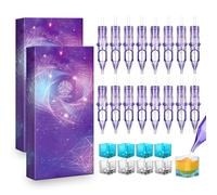 ATOMUS 20pcs Purple Tattoo Cartridge Needles (5pcs 1003RL, 1005RL, 1007RL, 1009RL) with 20 Disposable Ink Cups for Tattoo Gun Pen Liner Pattern