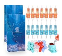 ATOMUS 20pcs Tattoo Cartridge Needles 5pcs 1007RS 9RS 7M1 9M1 Silicone Cover for Tattoo Gun Pen Shader Pattern with 20pcs Skull Ink Cups for Pen Machine