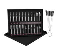 ATOMUS 22pcs Tattoo Tips Set - Stainless Steel - Mixed Shapes & Sizes - Includes 5pcs Nylon Tube Brushes - Pre-Sterilized