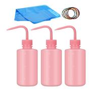 ATOMUS 3pcs Pink Tattoo Squeeze Wash Bottle 250ml Lab Bottles Eyelash Water Bottle with 10pcs Disposable Tattoo Bottles Bag Covers Sleeve