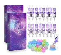 ATOMUS 40pcs Purple Tattoo Cartridge Needles 10pcs 1007RM 9RM 11RM 15RM Tattoo Needles for Tattoo Gun Pen Shader Pattern with 20pcs Disposable Silicone Ink Cups for Pen Rotary Machine Tattoo Supplies