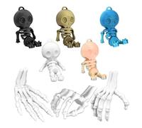 ATOMUS 5pcs Skull 3D Printed Flexible Twist Skeleton Pendant Unique Halloween Skull Vintage 3pcs 3D Right Hand Bone Lovely Toy for Children Men and Women