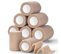 ATOMUS 8 Rolls Self Khaki Adhesive Bandage Wrap 2.95 Inch Wide x 5 Yards Cohesive Tape for Tattoo First Aid Sports Pet Tattoo Supplies