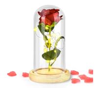 ATOMUS Artificial Flower Rose Gift for Women Mom Wife Lover Daughter, Rose Flower in Glass Dome Present for Wedding, Birthday, Anniversary Eternal Rose Enchanted Sparkly Flower Artifical(Log Color)
