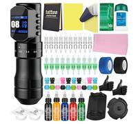 ATOMUS Cordless Rotary Tattoo Machine Kit with 20pcs Cartridge Needles Ink Set 2000mah Batteries Portable Tattoo Gun for Professional artist Complete Starter Supplies
