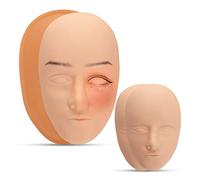 ATOMUS Face Tattoo Practice Skin Head Kit 3pcs Silicone Fake Facial Training Skin with 1pc Facial Tattoo Training Skin Support Base