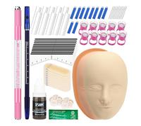 ATOMUS Microblading Practice Kit Pink Complete Semi Permanent Manual Pen kit Tool for Professional Mannequin Head 18U 3RL Eyebrow Microblades 10pcs Silicone Practice Eyebrow Patches