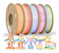 ATOMUS PLA 3D Printer Filament Mini Shiny Silk Rainbow Filament 1.75mm 5 Spools x 250g Bundle Multi-Color Fast Color Change Filament for Most FDM 3D Printer