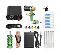ATOMUS Professional Complete Tattoo Machine Set - 1 Tattoo Machine Gun, Power Supply, Accessories, Foot Pedal, Clip Cord, Needles, Rubber Bands (Green)