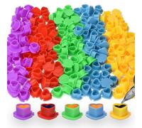 ATOMUS Tattoo Ink Caps With Base 200PCS Heart Shape Pigment Holder Disposable Plastic Mixed Color Pigment Cups Tattoo Supplies