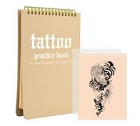 ATOMUS Tattoo Practice Skin Book, 10 Sheets 1mm Soft Silicone Pad with Leather Cover & Ring Binder, Realistic Feel Reusable Portfolio for Tattoo Artist Beginners
